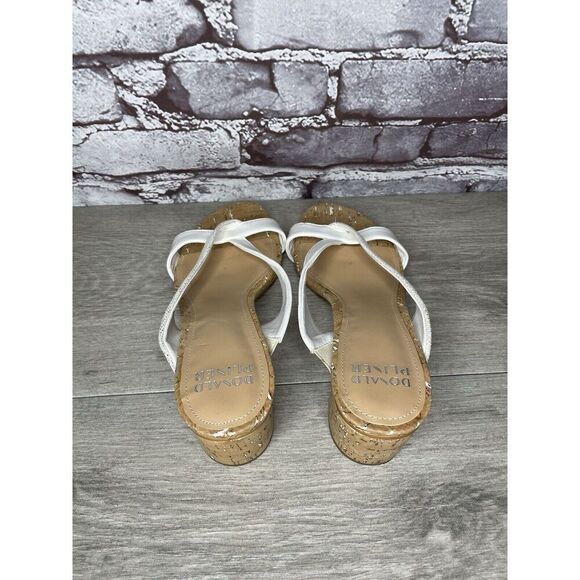 Donald Pliner OONA White Leather Open Toe Cork Heel Sandals Women Sz 8M US/39EU - Picture 5 of 16
